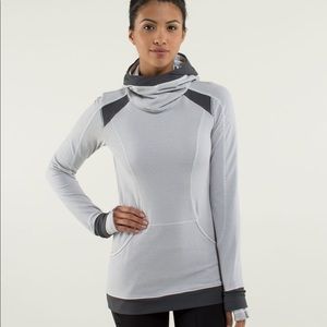 Lululemon Base Runner Hoodie, White/Gray/Wee stripe, Size 4, EUC
